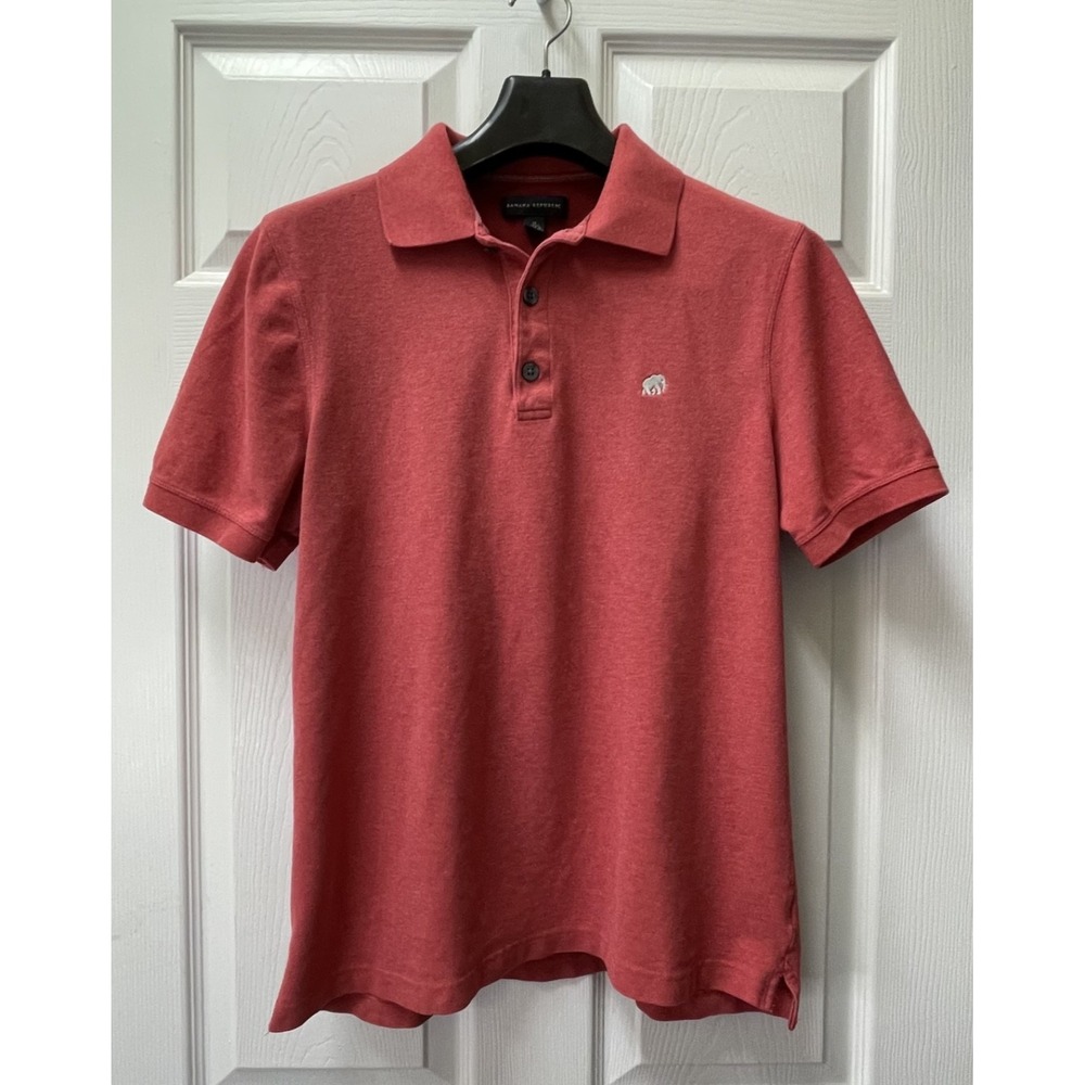 Banana Republic Men's Medium Red Stretch Pique Polo Preppy Golf Embroidered Logo - Picture 2 of 12